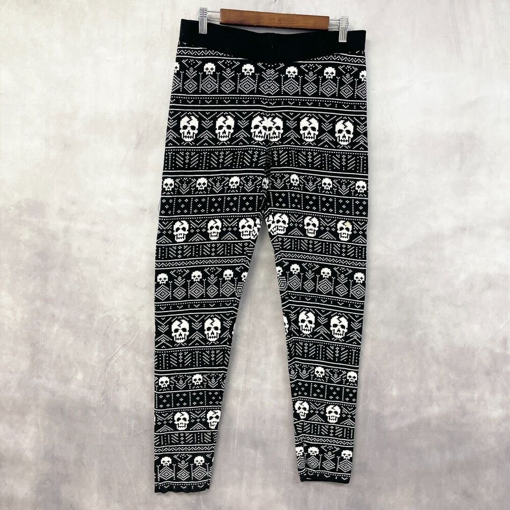 Hot Topic Skull Fair Isle Sweater Leggings Womens L/XL Grunge Gothic‎ Comfy